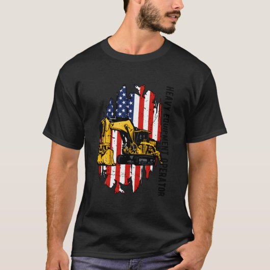 Heavy Equipt Operator Us Flag Heavy Machinery Oper T-shirt (Voorkant)