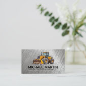 Heavy Machinery Graafmachine Logo | Metalen achter Visitekaartje (Staand voorkant)