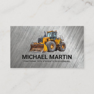 Heavy Machinery Graafmachine Logo   Metalen achter Visitekaartje