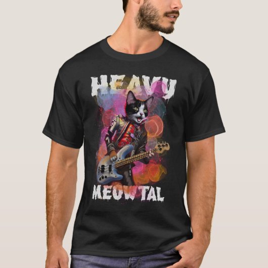 Heavy Meowtal basgitarist T-shirt (Voorkant)