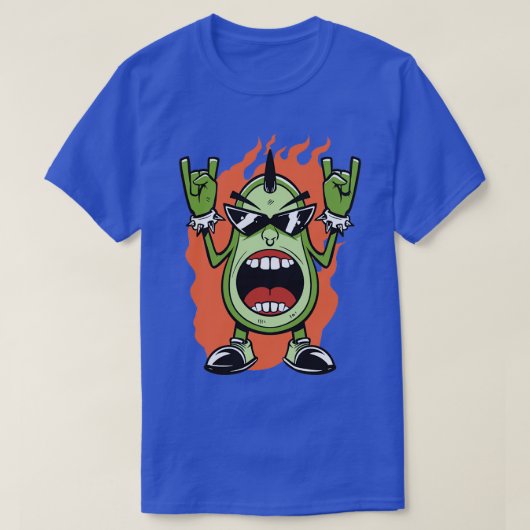 Heavy Metal Avocado Toon T-shirt (Design voorkant)