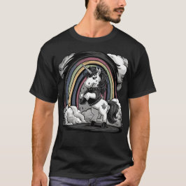 Heavy Metal Cartoon Eenhoorn met Rocker Vibes Fun T-shirt