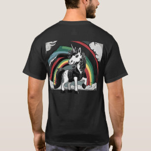 Heavy Metal Cartoon Eenhoorn met Rocker Vibes Fun T-shirt