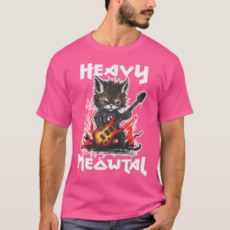 Heavy Metal Cat speelt gitaar Rock Cat Music Head T-shirt