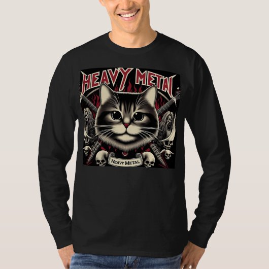 Heavy Metal Cat T-shirt (Voorkant)