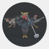 Heavy Metal Chickens Ronde Sticker (Voorkant)