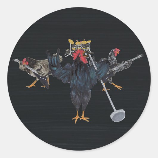 Heavy Metal Chickens Ronde Sticker (Voorkant)
