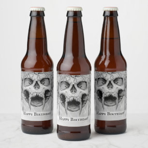 Heavy Metal Death Skull Bier Etiket