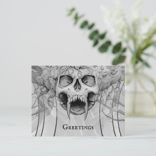 Heavy Metal Death Skull Graveyard Briefkaart (Staand voorkant)