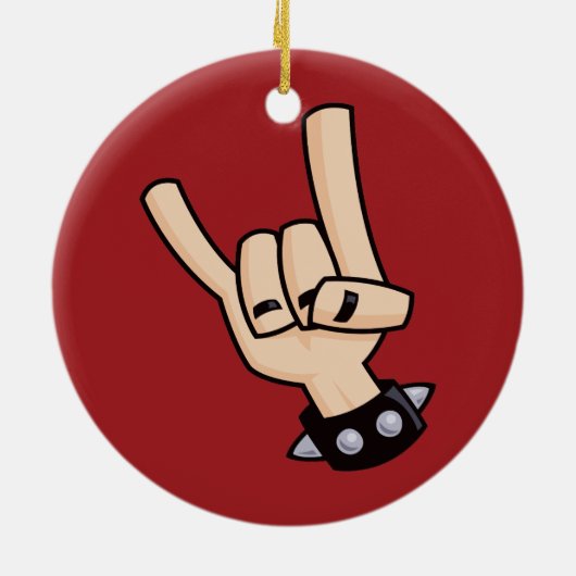 Heavy Metal Devil Horns Keramisch Ornament (Achterkant)