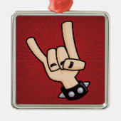 Heavy Metal Devil Horns Metalen Ornament (Voorkant)