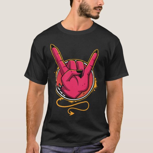 Heavy Metal Devil Horns T-shirt (Voorkant)