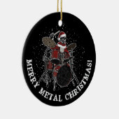 Heavy Metal Drummer Kerstrots & Roll Skull Ce Keramisch Ornament (Rechts)