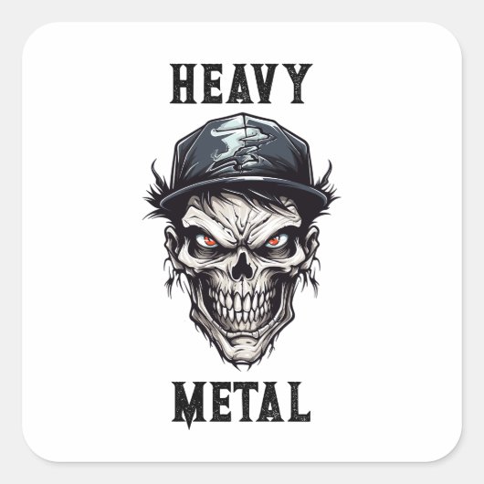 Heavy Metal Evil Halloween Undead Zombie Portret Vierkante Sticker (Voorkant)