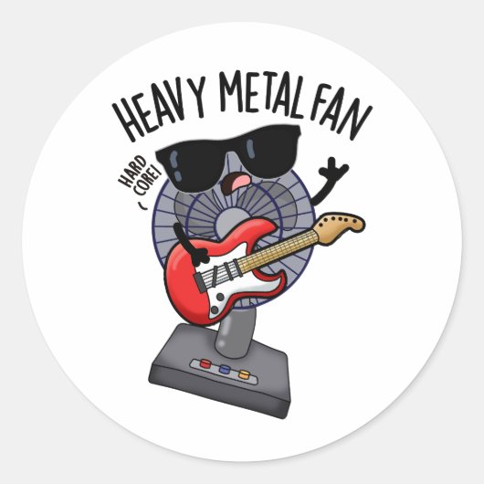 Heavy metal fan grappige muziek woordspeling ronde sticker (Voorkant)