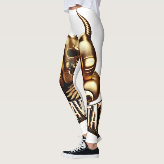 Heavy Metal Faust mit Adler Totenkopf Gold Leggings (Links)