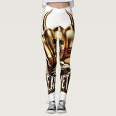 Heavy Metal Faust mit Adler Totenkopf Gold Leggings (Voorkant)