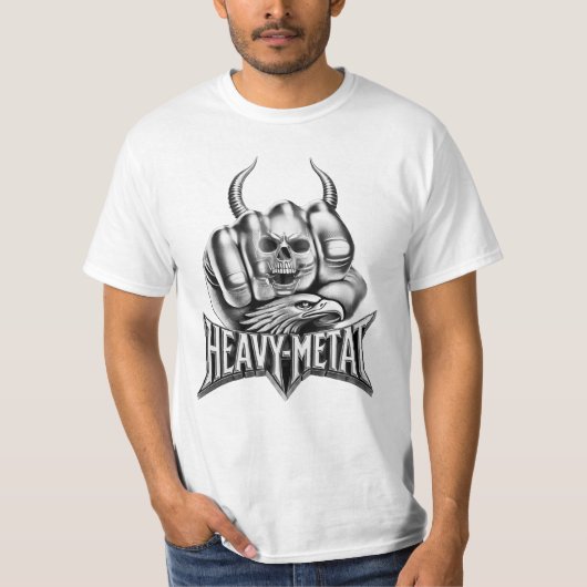 Heavy Metal Faust mit Adler Totenkopf T-shirt (Voorkant)