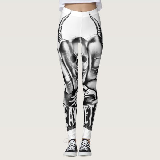 Heavy Metal Festival Outfit Totenkopf Adler Leggings (Voorkant)