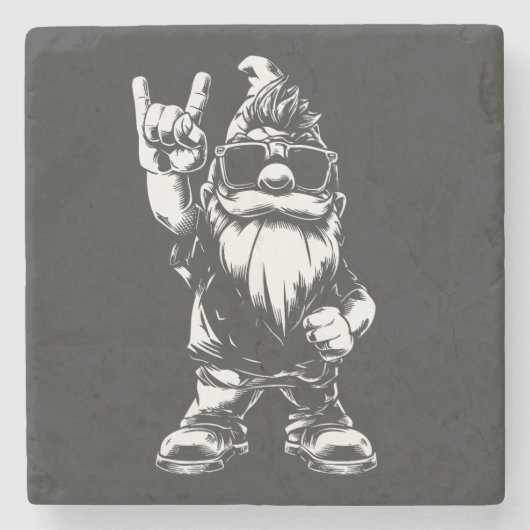 Heavy Metal Gartenzwerg – Rockstyle Stenen Onderzetter (Voorkant)