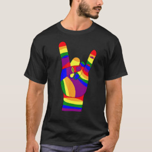 Heavy Metal hand, duivelshoorns, LGBT pride vlag c T-shirt