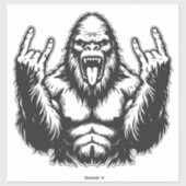 Heavy Metal Headbanger Sasquatch Rock On Sticker (Vel)