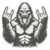 Heavy Metal Headbanger Sasquatch Rock On Sticker (Voorkant)