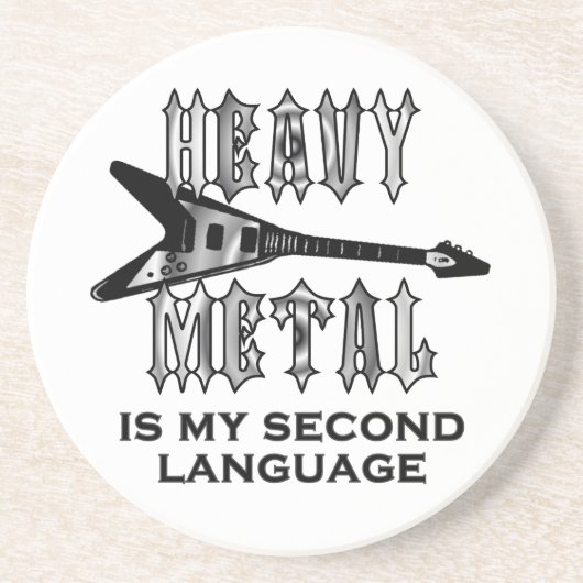 Heavy Metal is mijn tweede taal Zandsteen Onderzetter (Voorkant)
