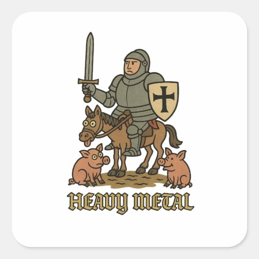 Heavy Metal Knight: middeleeuwse chaos Vierkante Sticker (Voorkant)