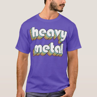 Heavy Metal Retro Rainbow Typografie Vervaagd Stij T-shirt