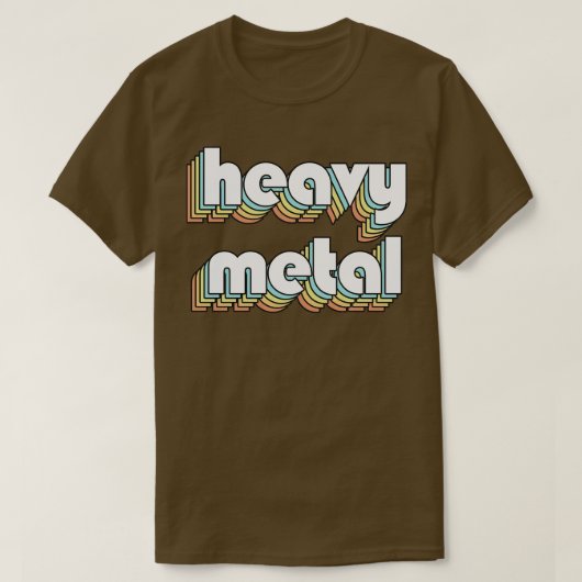 Heavy Metal Retro Rainbow Typografie Vervaagd Stij T-shirt (Design voorkant)