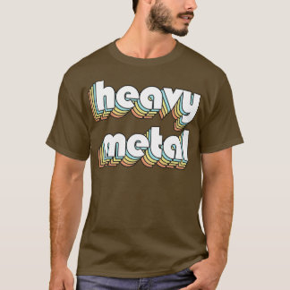 Heavy Metal Retro Rainbow Typografie Vervaagd Stij T-shirt