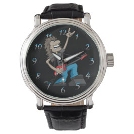 Heavy Metal Rock Gitarist Cartoon Horloge