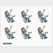 Heavy Metal Rock Gitarist Cartoon Ronde Sticker (Vel)