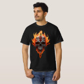 Heavy metal rock-'n-roll muziekband Skull Flames T-shirt (Voorkant volledig)