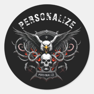 Heavy Metal Rock & Roll Band Decal Item Bewerkbaar Ronde Sticker