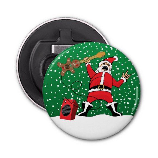 Heavy Metal Santa Button Flesopener (Voorkant)