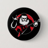 Heavy Metal Santa Claus-spelgitaar Ronde Button 5,7 Cm (Voorkant)