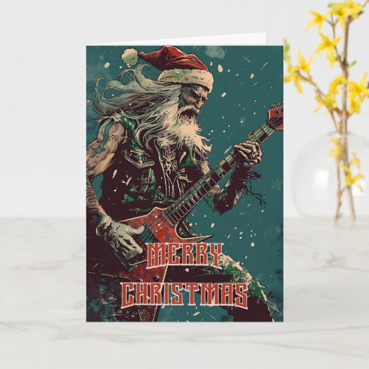 Heavy Metal Santa Kaart (Gele Bloem)