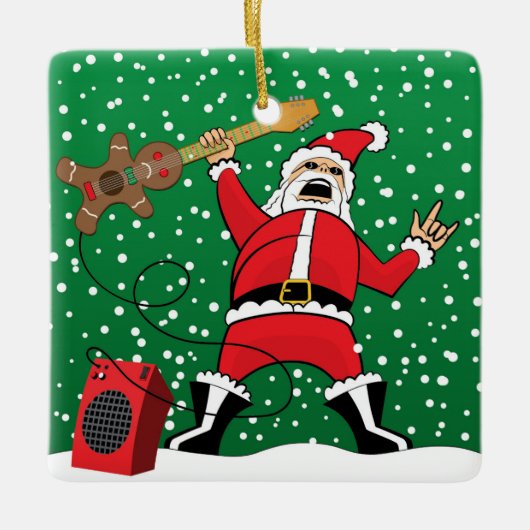Heavy Metal Santa Keramisch Ornament (Voorkant)