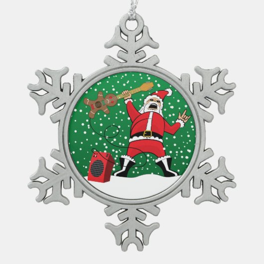 Heavy Metal Santa Tin Sneeuwvlok Ornament (Voorkant)