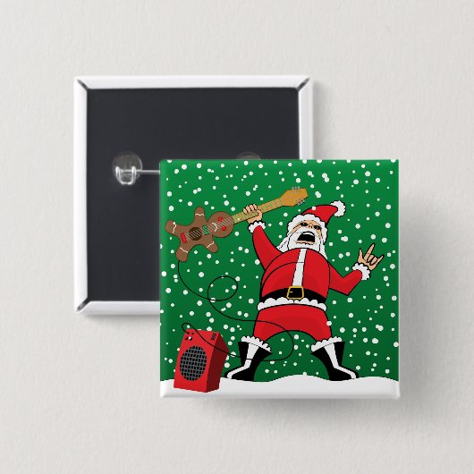Heavy Metal Santa Vierkante Button 5,1 Cm (Voorkant /achterkant)