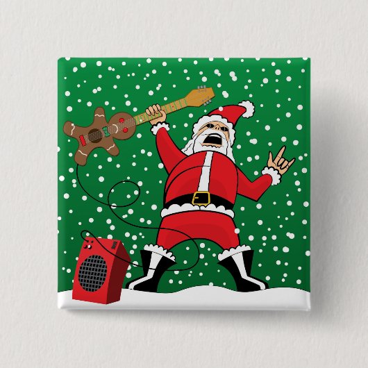 Heavy Metal Santa Vierkante Button 5,1 Cm (Voorkant)