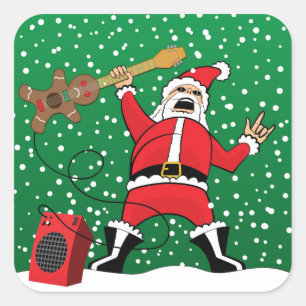 Heavy Metal Santa Vierkante Sticker