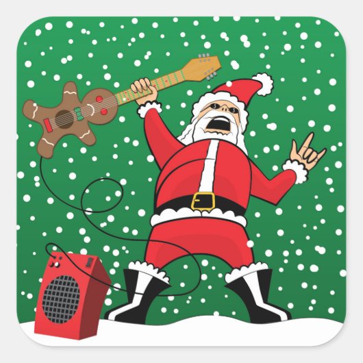 Heavy Metal Santa Vierkante Sticker (Voorkant)