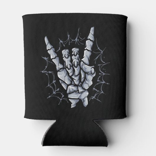 Heavy metal skelet hand, Rock en roll Halloween Blikjeskoeler (Achterkant)
