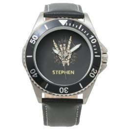 Heavy metal skelet hand, Rock en roll Halloween Horloge