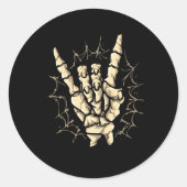 Heavy metal skelet hand, Rock en roll Halloween Ronde Sticker (Voorkant)