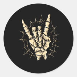Heavy metal skelet hand, Rock en roll Halloween Ronde Sticker