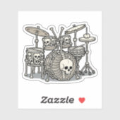 Heavy Metal Skeleton Drum Kit Sticker (Vel)